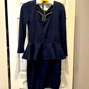 Alice and Olivia navy peplum dress
